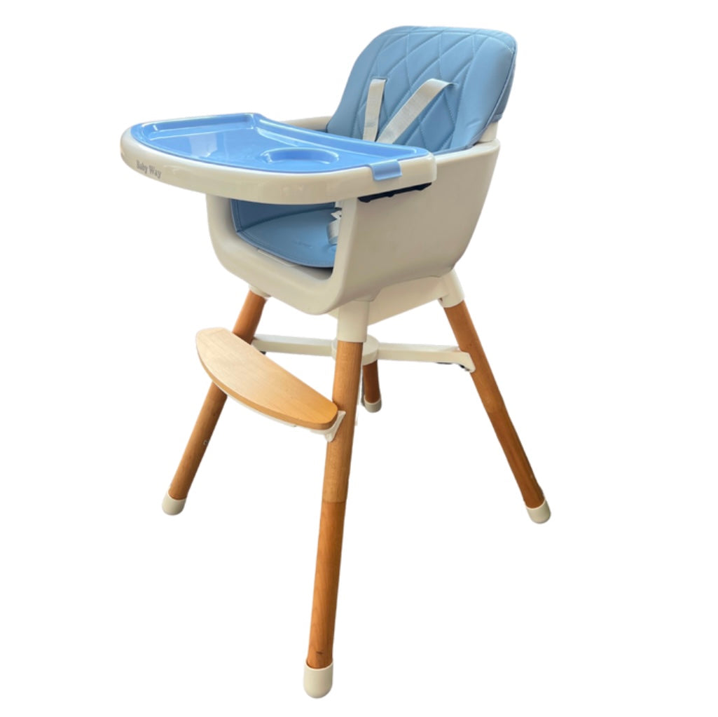 Willow Natural Beech Wood 2 in 1 Children High Chair - BLUE