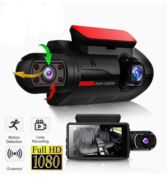 1080P Car DVR 3" Dual Lens Dash Cam Video Recorder Camera Night Vision