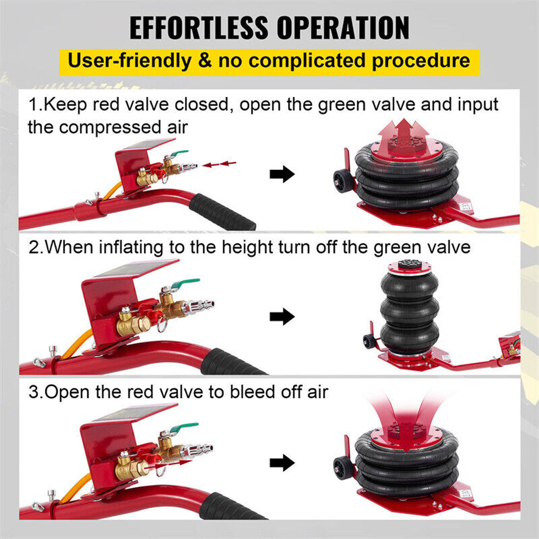 6600 LBS Triple Bag Air Lift Jack Pneumatic Vehicle Car Lifting Compressed Tool
