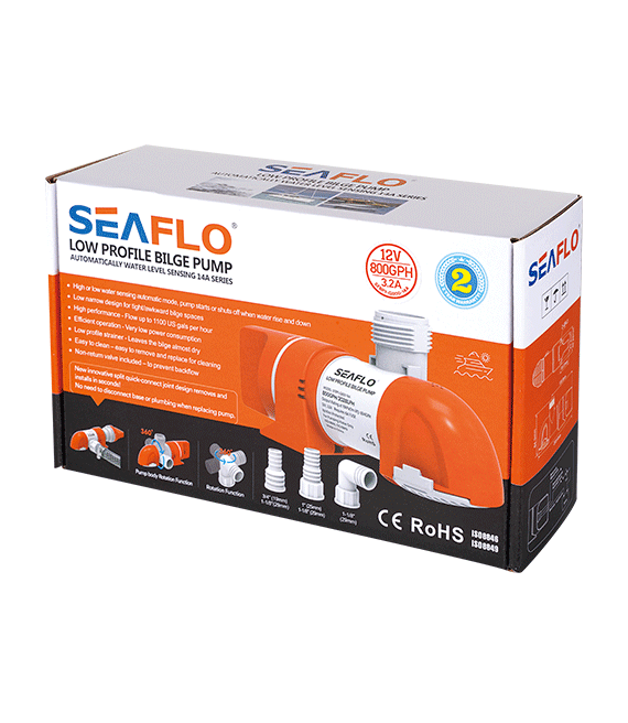 SEAFLO 1100GPH Bilge Pump Automatic Boat Marine Water Pump Low Profile 12V