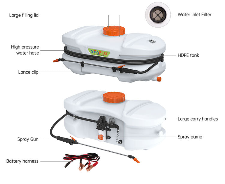 Seaflo Weed Sprayer 50L Garden 12V ATV Pump Chemical Spray Tank