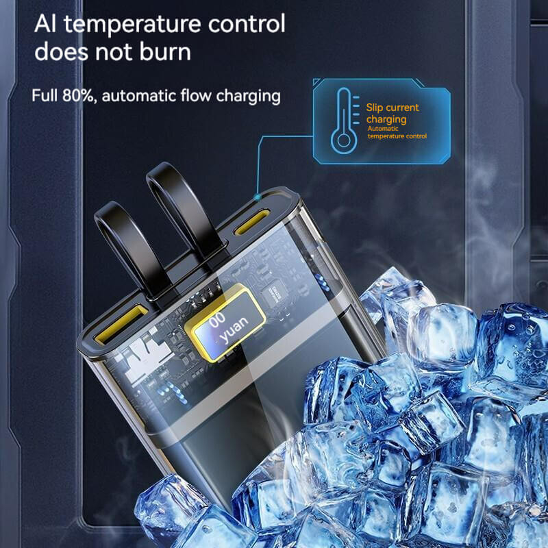 10000mah Display Power Bank With Built-in Cables