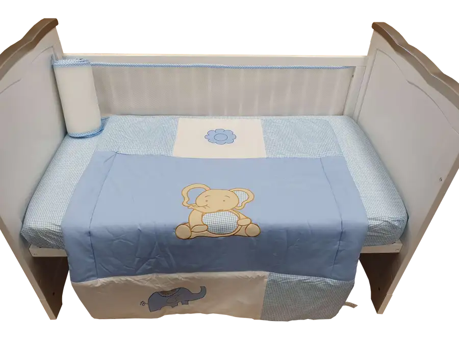 Sleep Tight Cot Bedding Set BLUE ELEPHANT - Babyonline