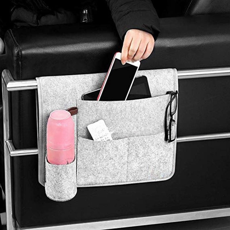 Sofa Armrest Storage Organizer Light Gray