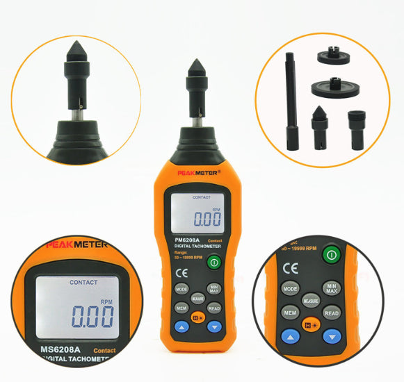 MS6208A Contact Measurement Digital Tachometer