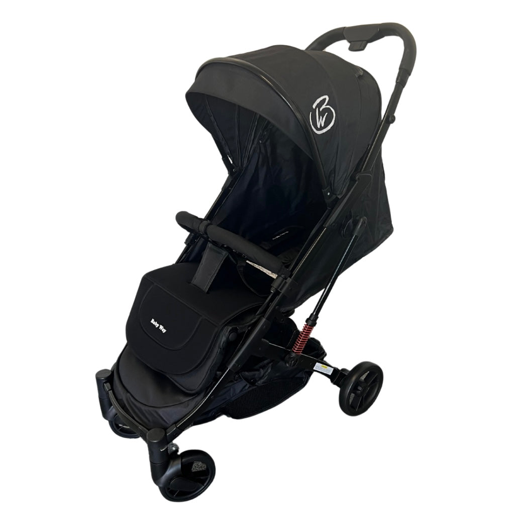 Mico Compact Folding Travel Stroller with Cup Holder and Extra Liner - BLACK