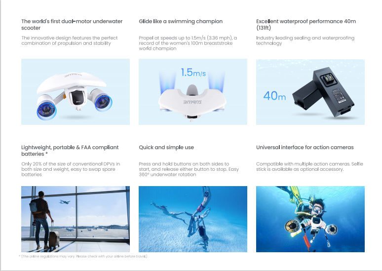 SUBLUE Whiteshark Mix Sea Scooter - White