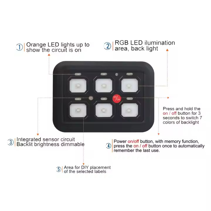 6 Gang Rocker Switch Panel