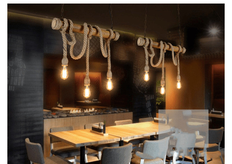 Bamboo Rope Hanging Pendant Light 3 Heads
