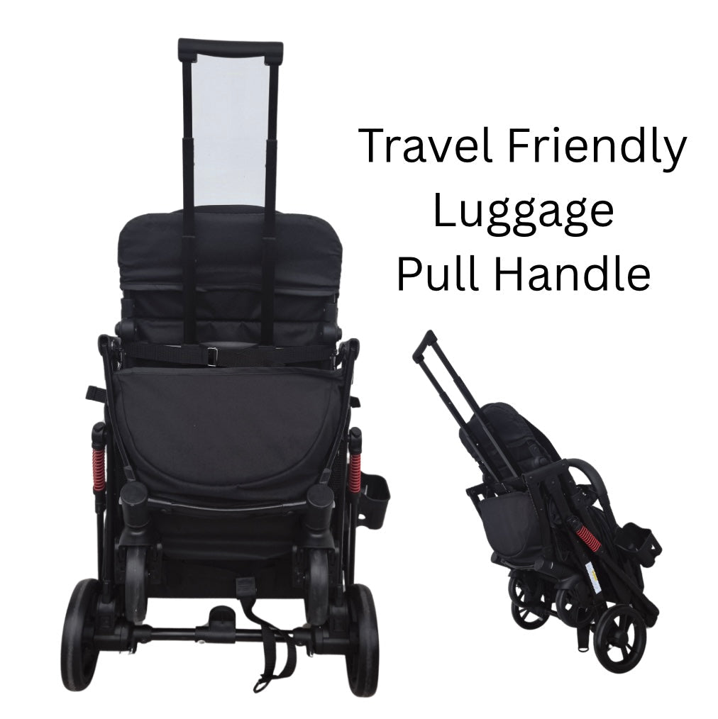 Mico Compact Folding Travel Stroller with Cup Holder and Extra Liner - BLACK