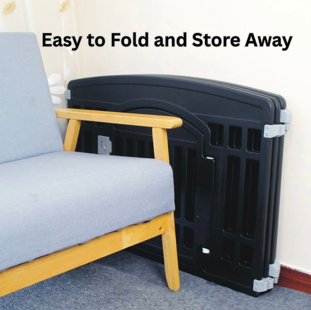 2 in 1 Pet House and
Adjustable Playpen with Roof Feature and Locking Door – BLACK