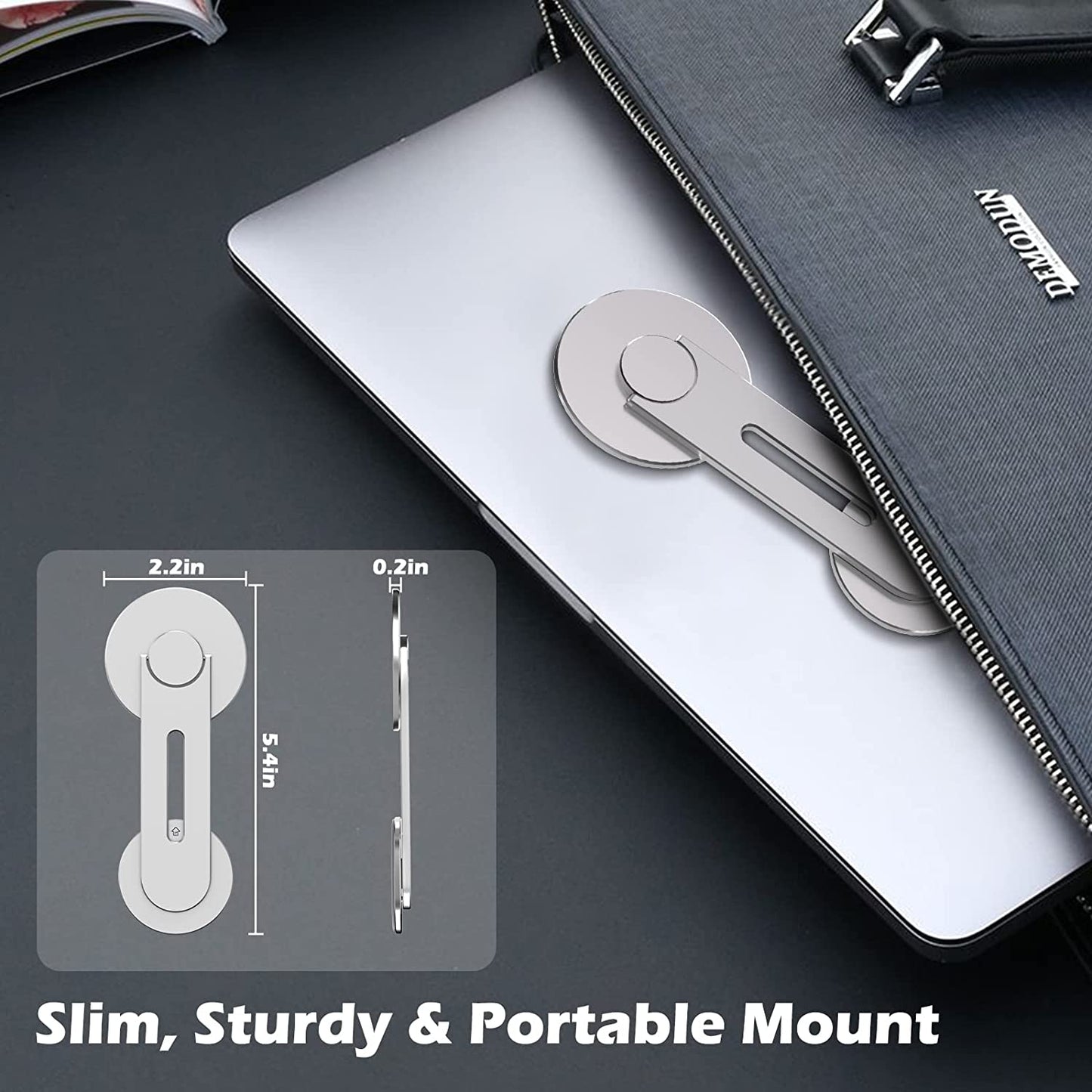 New Magnetic Laptop Phone Holder Silver