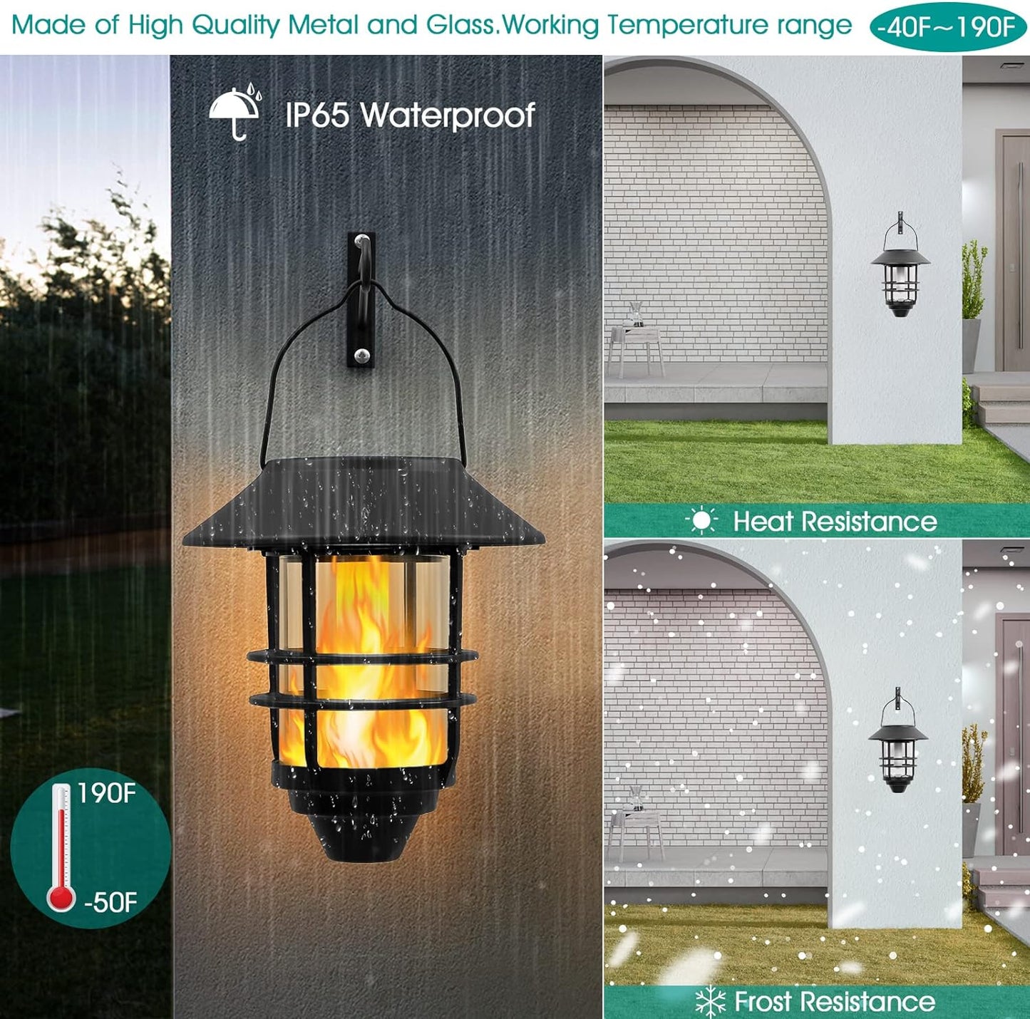 2Pcs Solar Outdoor Hanging Lantern