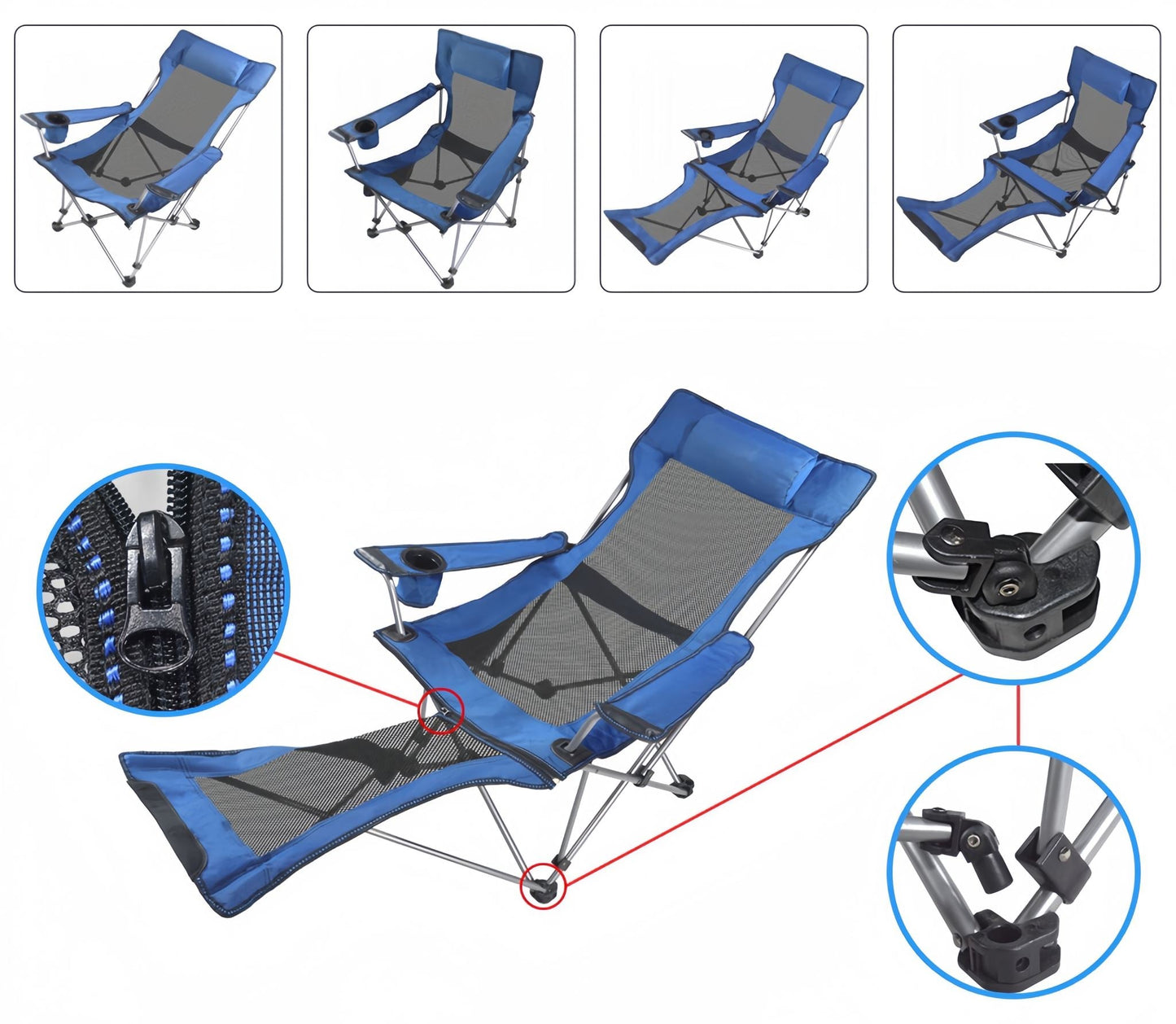 Reclining Camping Chair with Footrest