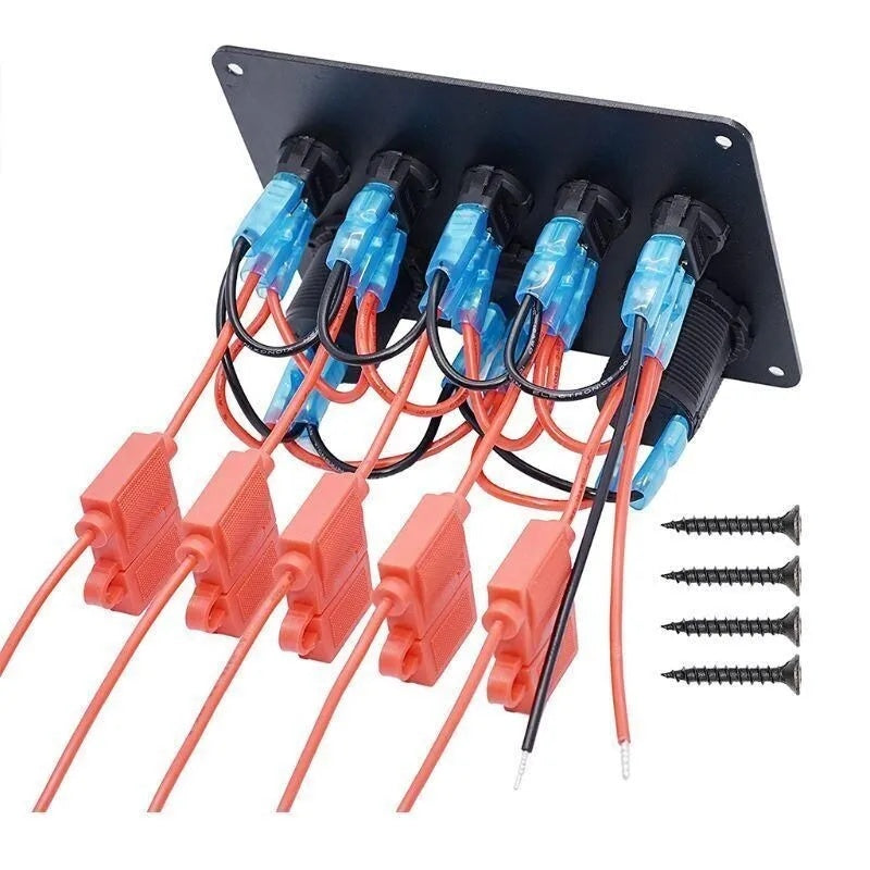 5-Gang Multi-Functional Rocker Switch Panel With Dual USB Charger