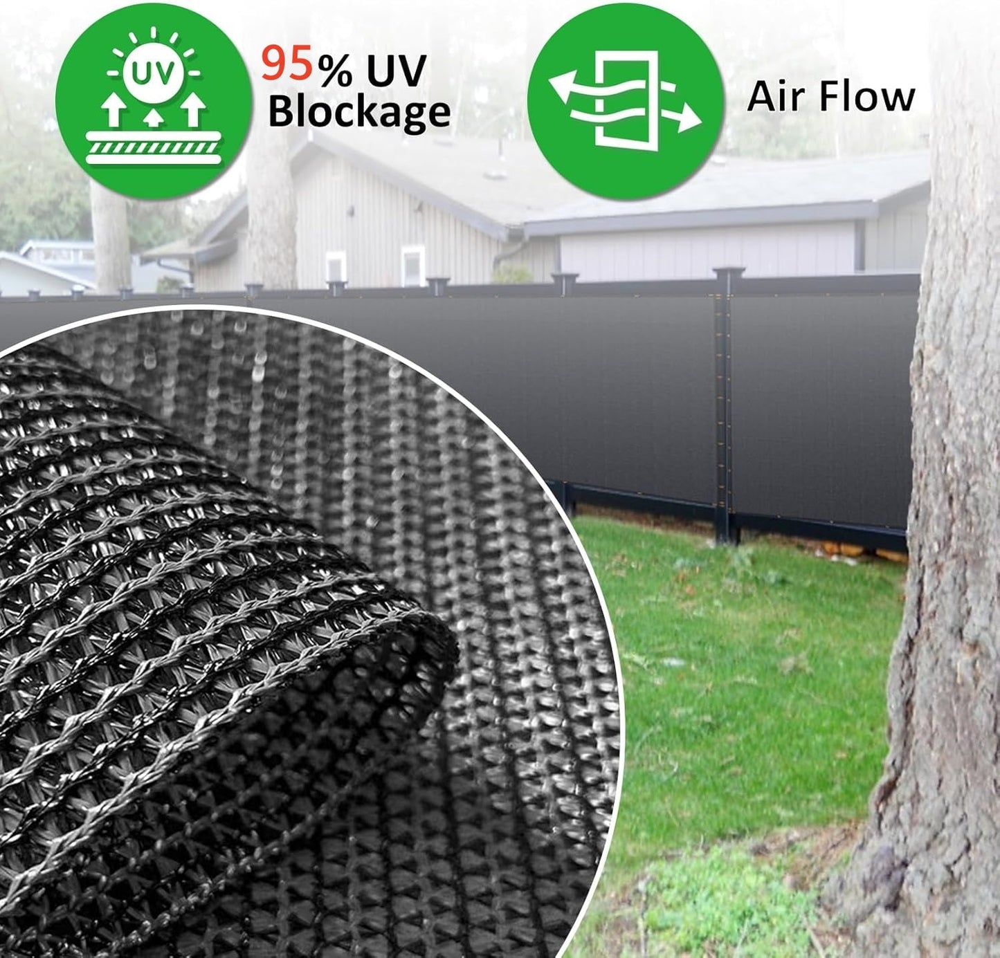 180GSM Privacy Fence Screen Black-1Mx7M - salelink.co.nz