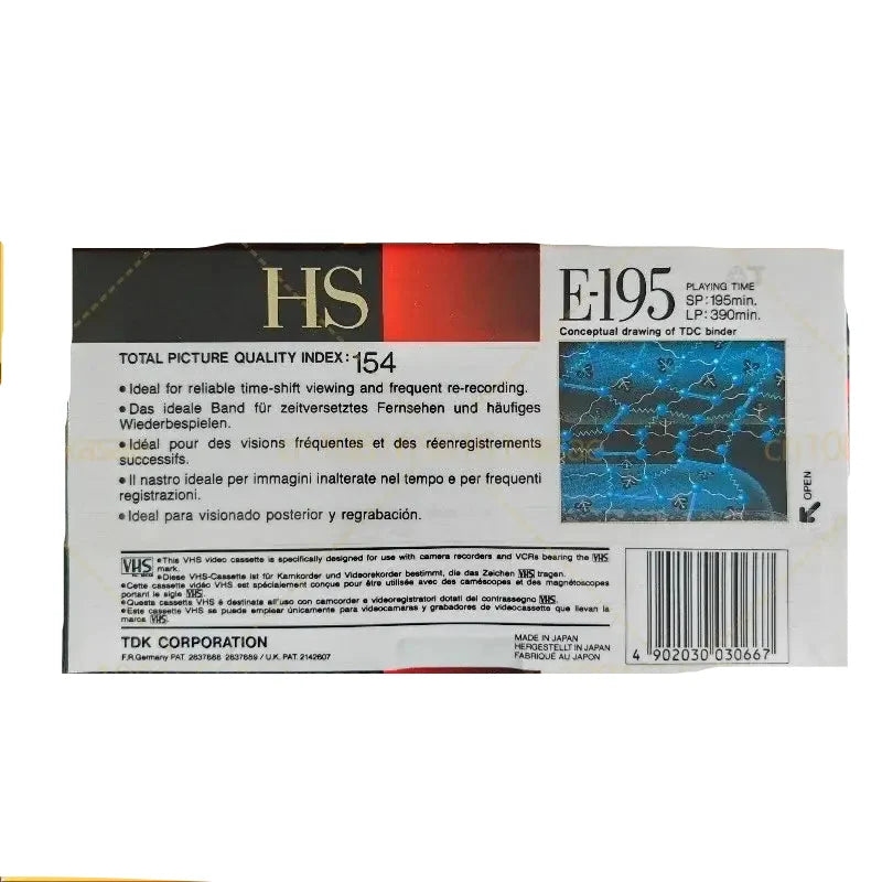 Video Cassette Tape for TDK HS E195 VHS