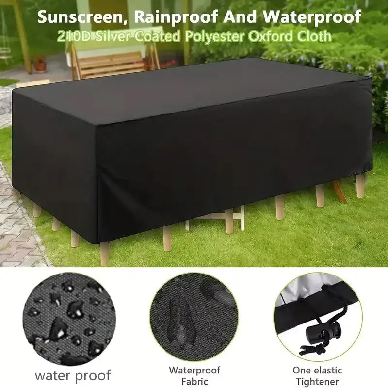 210D Oxford Waterproof Garden Table Cover – UV & Windproof (different sizes available)