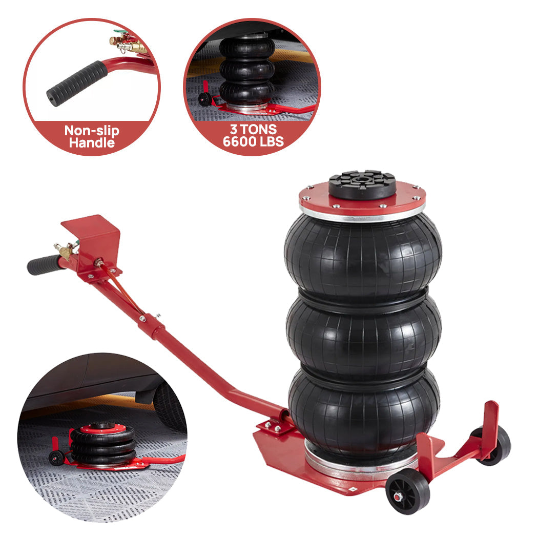 6600 LBS Triple Bag Air Lift Jack Pneumatic Vehicle Car Lifting Compressed Tool