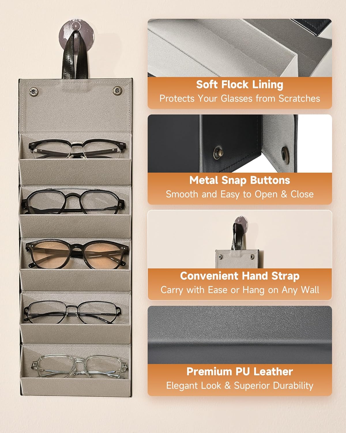 Travel Sunglass Case with 5 Slots