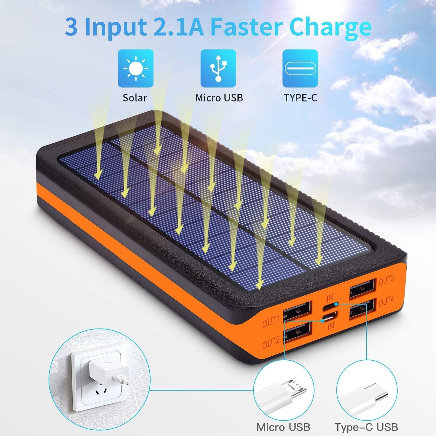 30000mAh Solar Power Bank