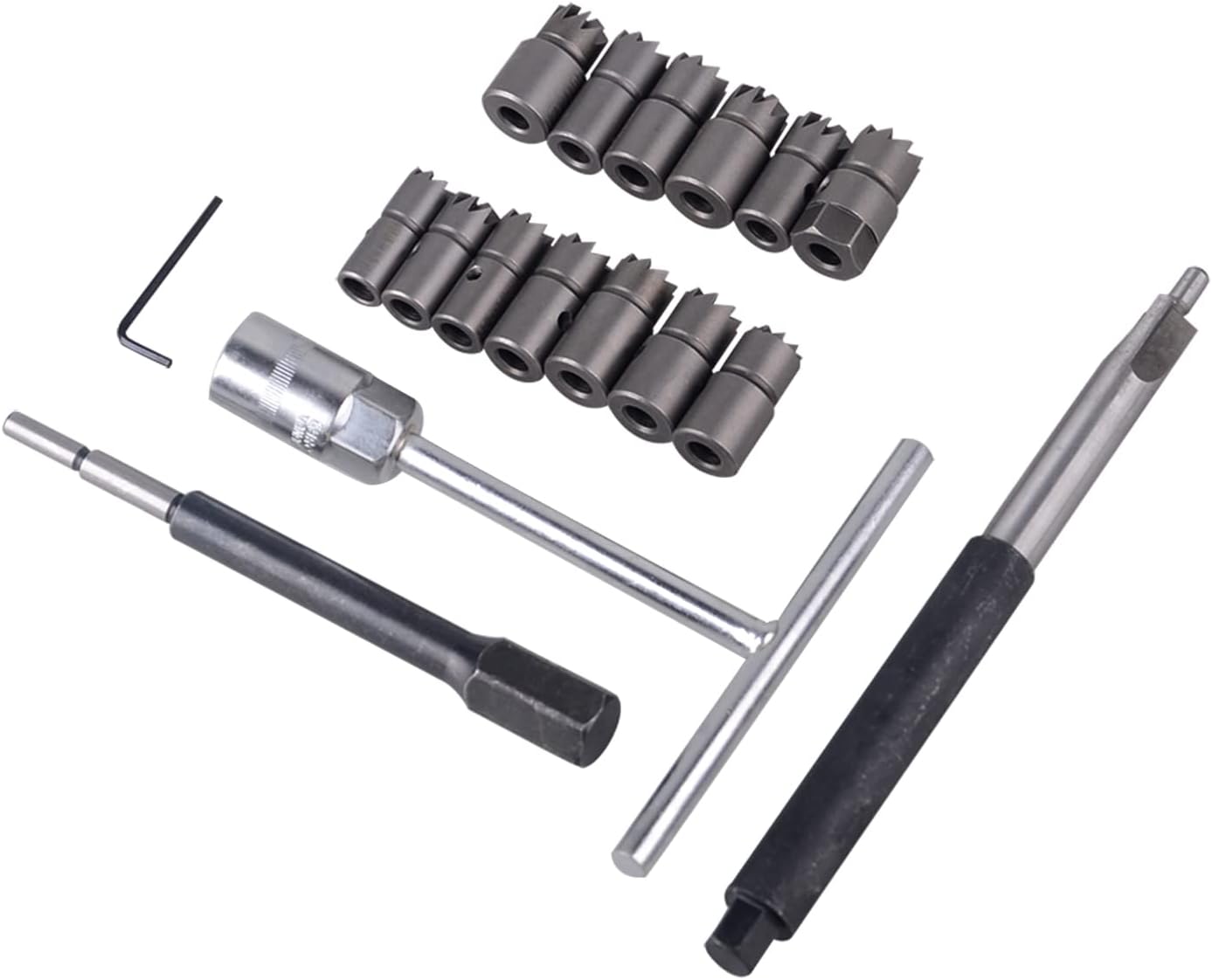 17PCS Diesel Injector Seat Cutter Cleaner Tool Set