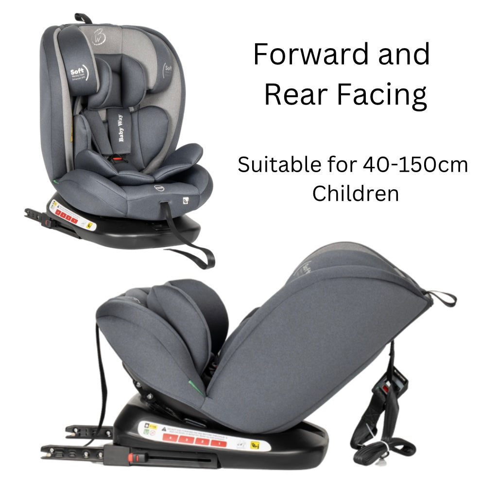 All-Rider 360 Rotating Convertible i-Size R129 Car Seat with ISOFIX and Top Tether - GREY
