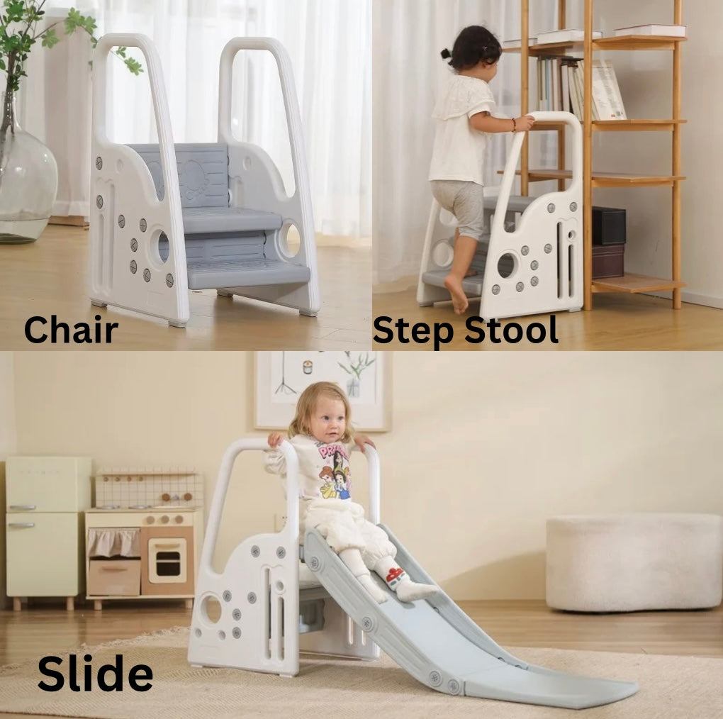 Multifunctional 3-in-1 Slide, Chair & Step Stool – Indoor Play Set for Toddlers