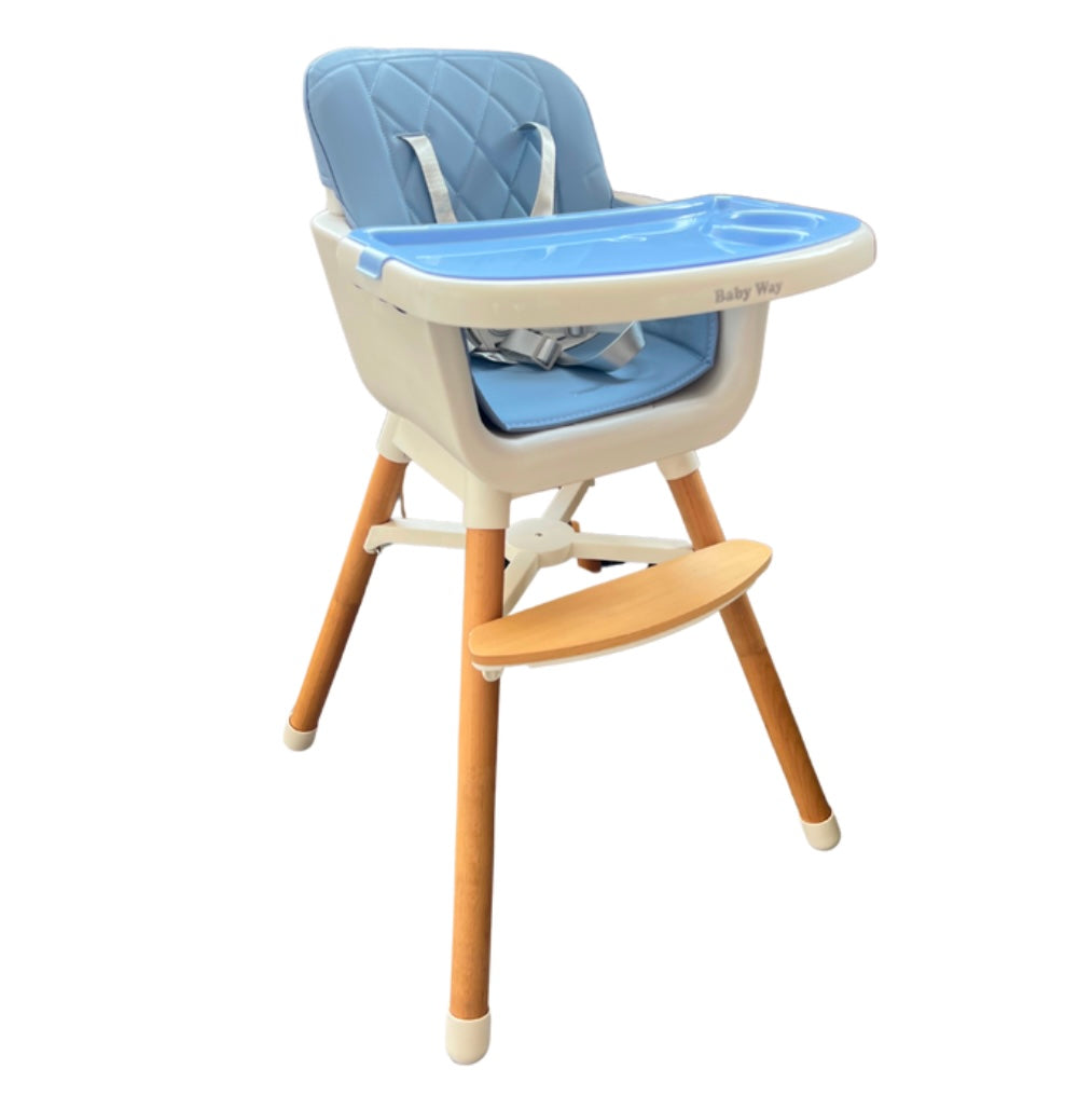 Willow Natural Beech Wood 2 in 1 Children High Chair - BLUE