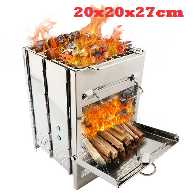 20x20x27cm Camping Stove Wood BBQ Gril Portable Outdoor - salelink.co.nz