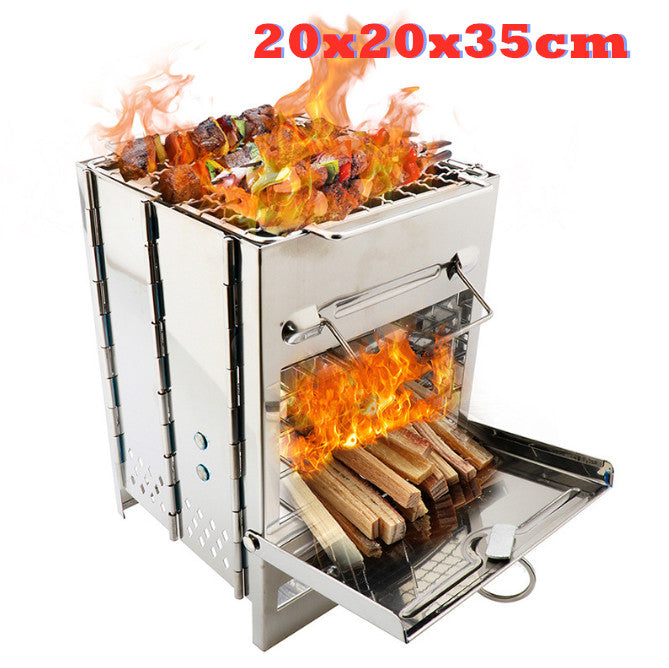 20x20x35cm Camping Stove Camp Wood BBQ Grill