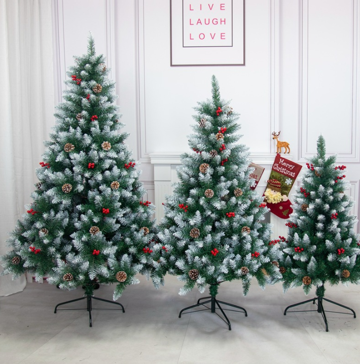 2.1M Christmas Tree 1100 Tips with Red Berries and Pinecones