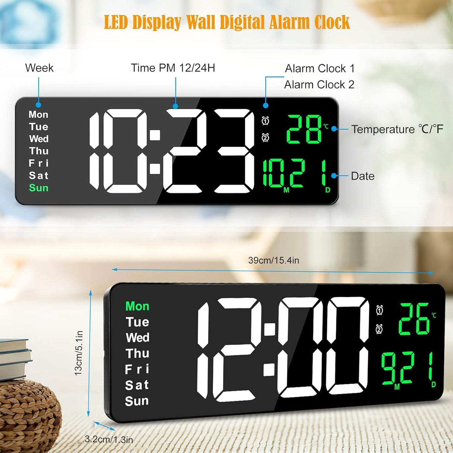 Large Digital Wall Clock