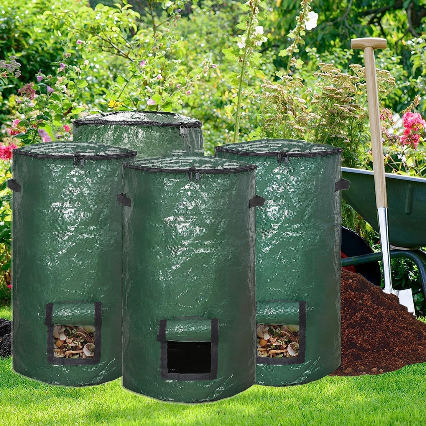 4x Reusable Compost Bin Bag 34 Gallon