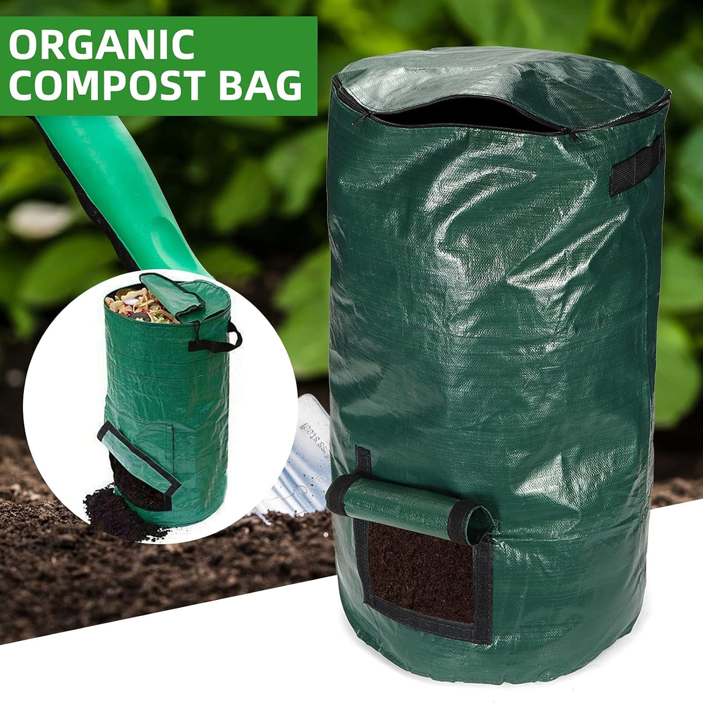4x Reusable Compost Bin Bag 15 Gallon 35x60cm
