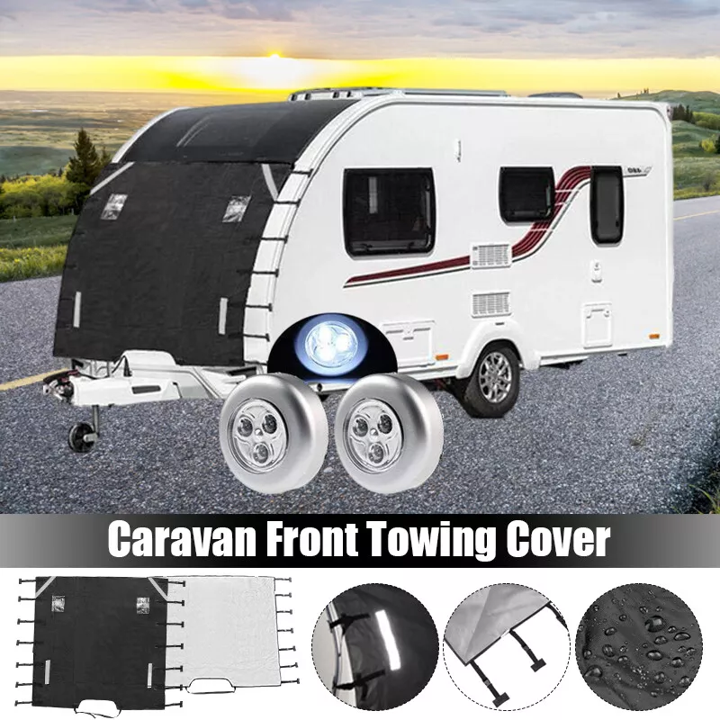 Caravan Front Towing Cover Tough 600D Protector LED Light Reflective Strips