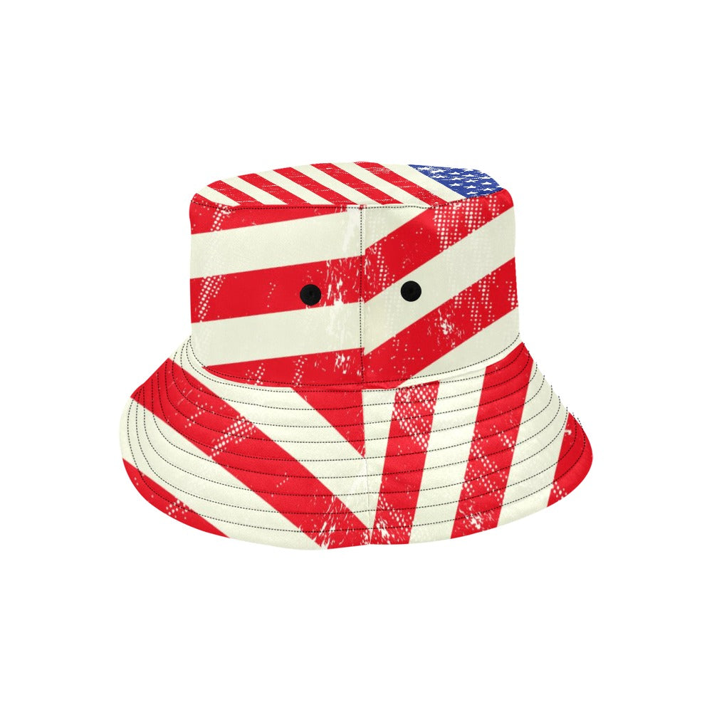 Men's American Flag Bucket Hat - Chino Cotton Twill, Patriotic Summer Accessory