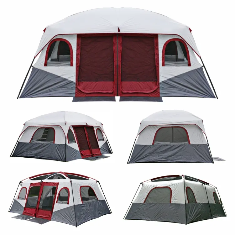 Camping Tent 420x305x210cm - Blue/Grey/White
