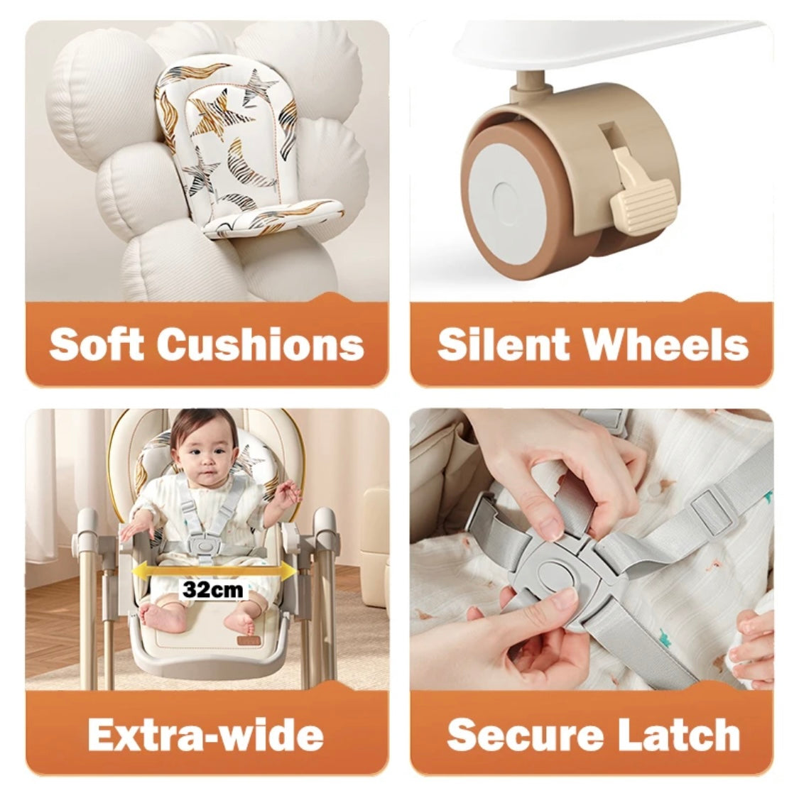 Jupiter Grey 2-in-1 Baby High Chair & Swing