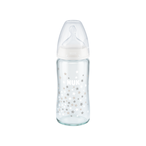 NUK First Choice Plus Glass Baby Bottle with Temperature Control - 240ml