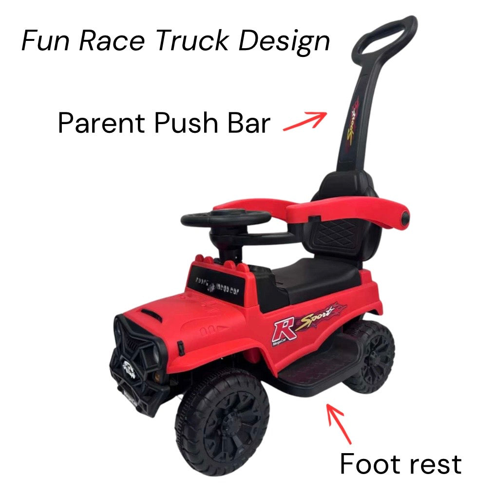 Kids Ride-On Push Truck with Lights and Music – RED
