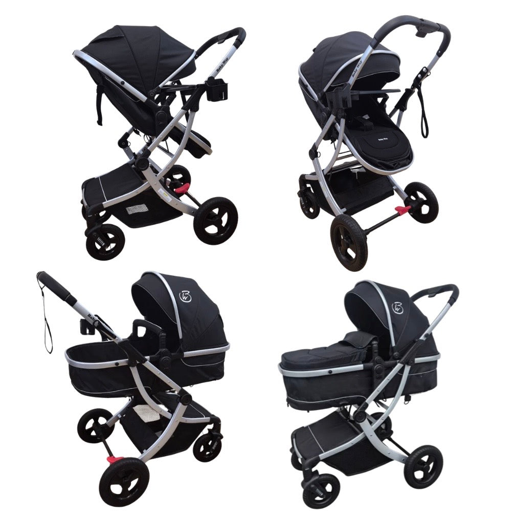 Starla Silver – 2-in-1 Bassinet to Seat All-Terrain Stroller + Food Tray