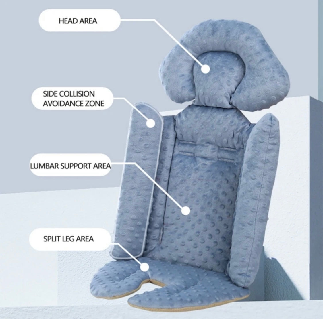 Deluxe Baby Stroller Pad liner with Multi-Zone Support