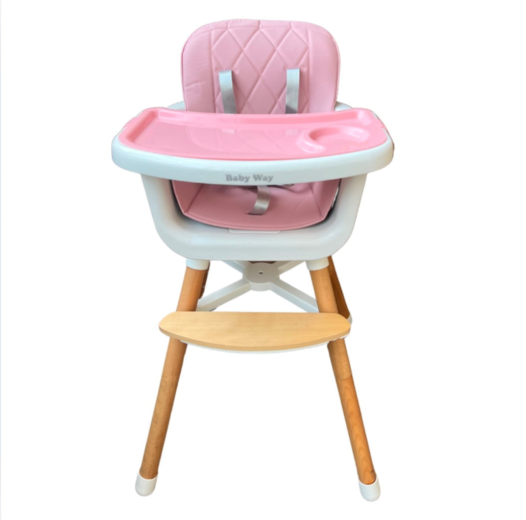 Willow 2 in 1 High Chair Seat for Children Feeding and Play. Natural Beech Wood - PINK