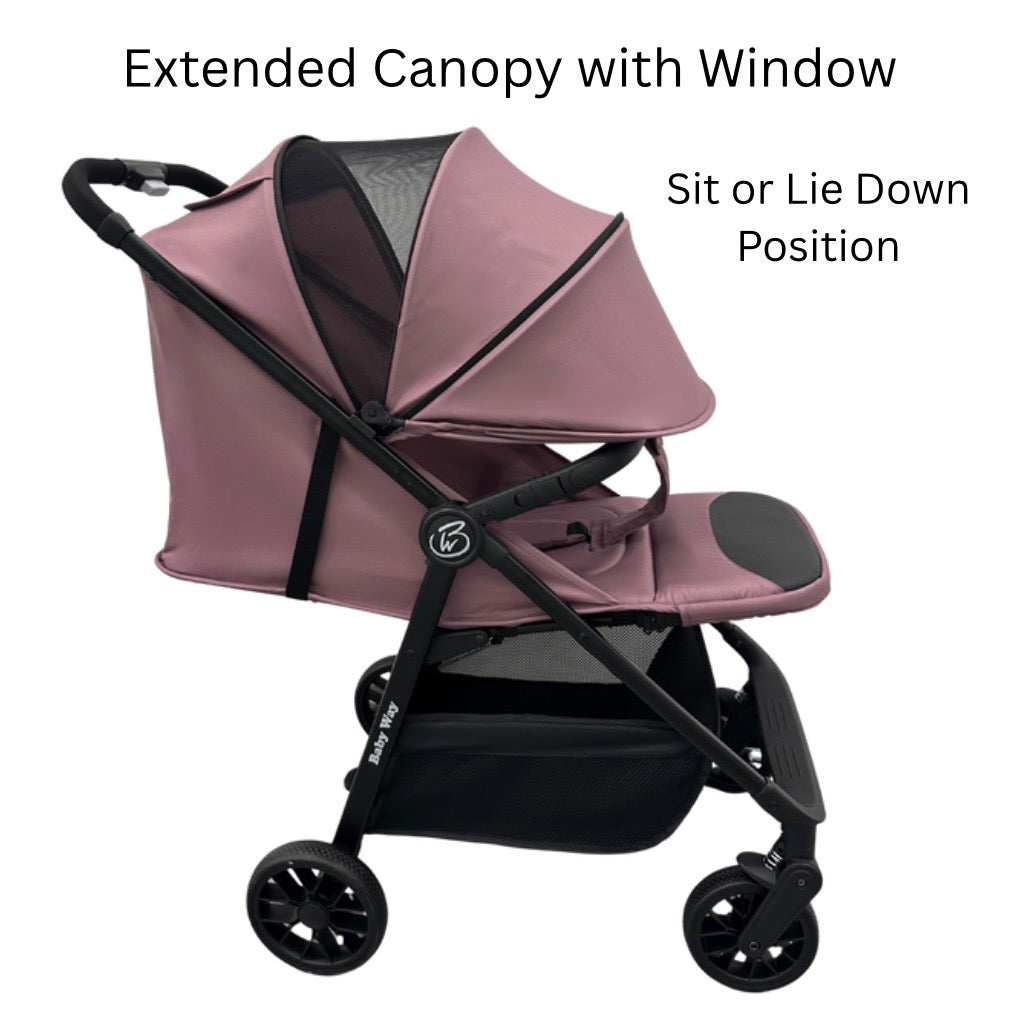 Roam Compact Travel-Friendly Stroller with Extended Canopy - PINK