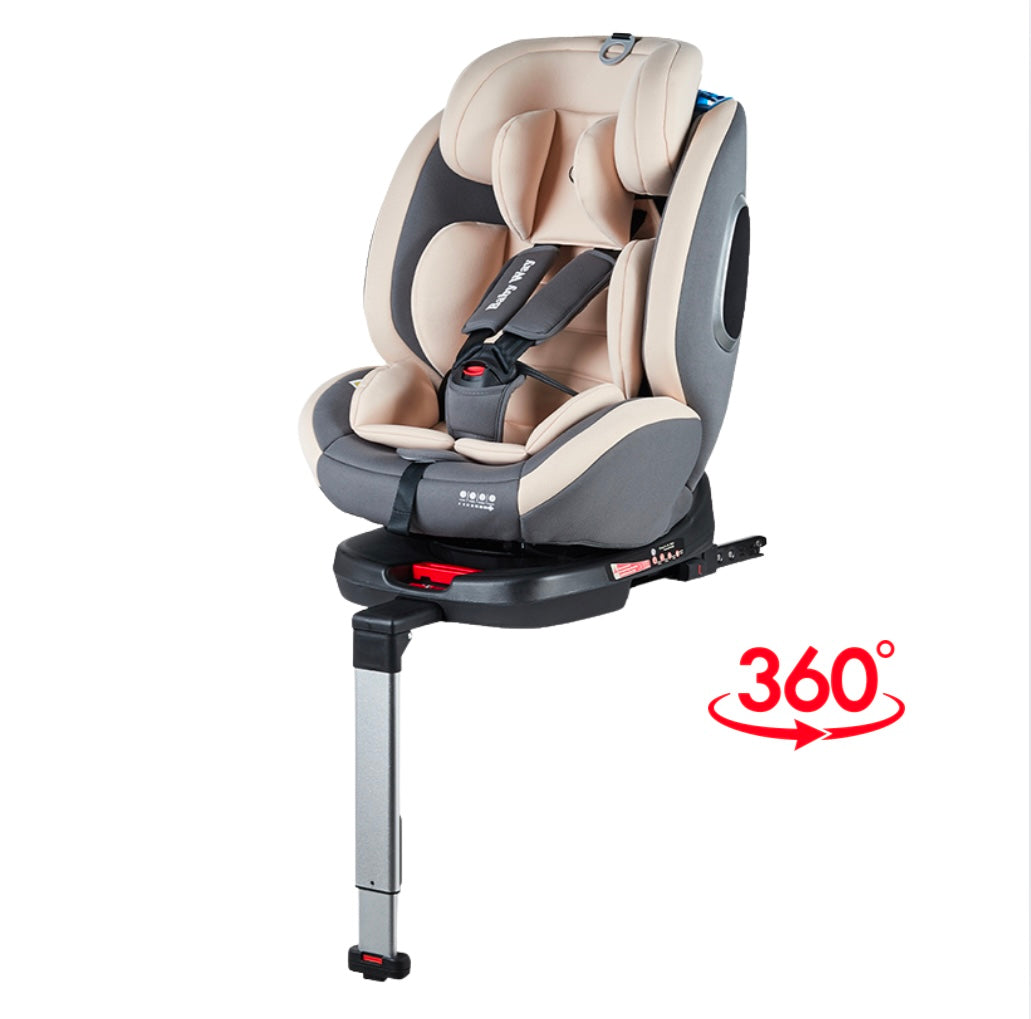 SafeHalo 360 Rotating and Convertible Car Seat with ISOFIX for All Ages - KHAKI
