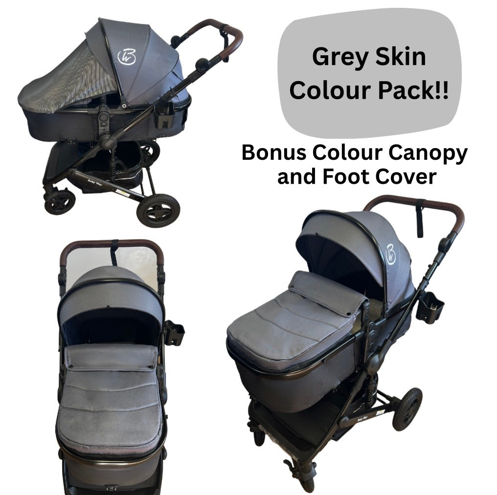 Preorder - Evolve - 3 in 1 Stroller + Bassinet + i-Size Capsule Car Seat Travel System with Mattress + GREY SKIN