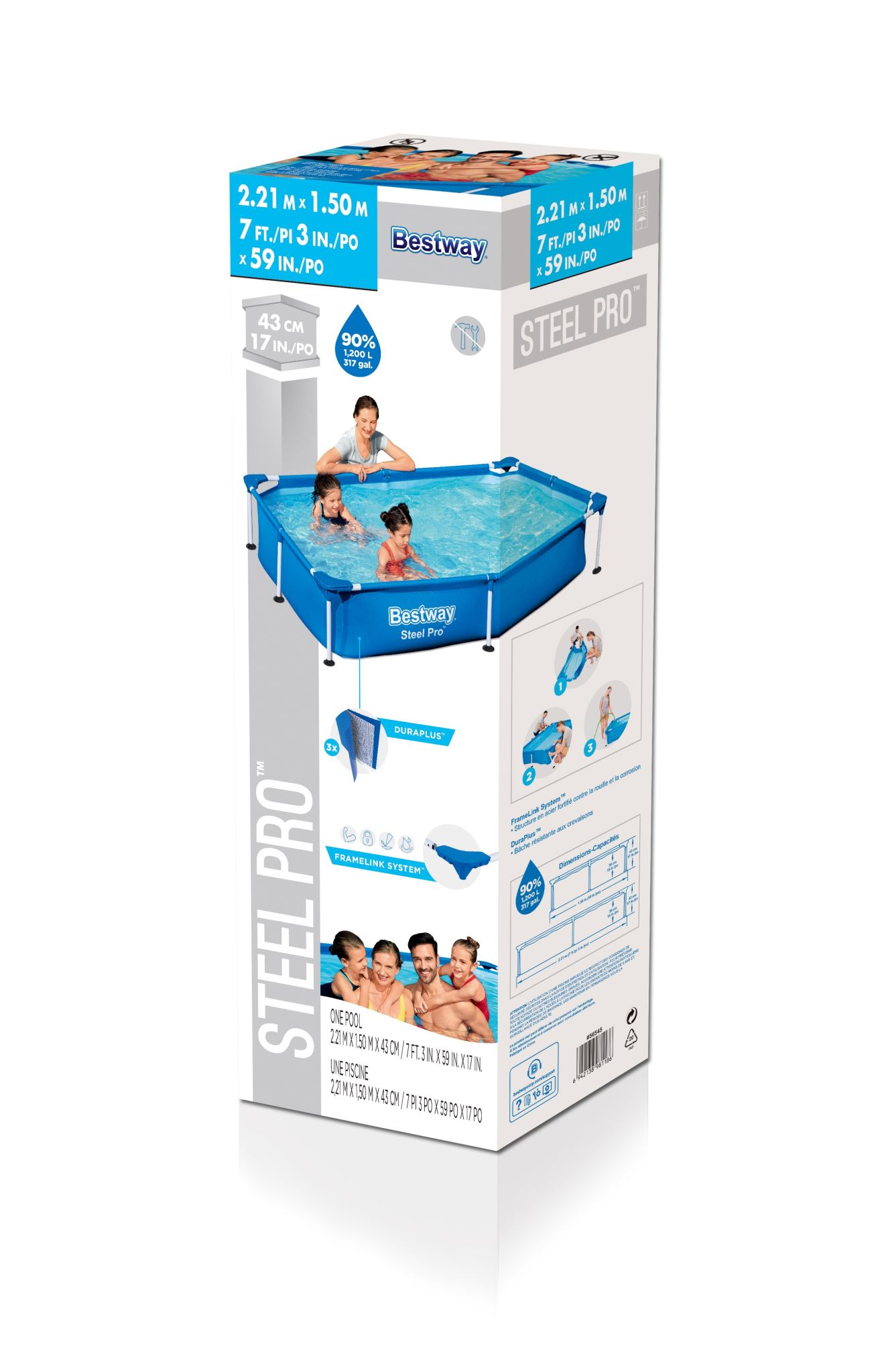 Bestway Swimming Pool 2.21m x 1.50m x 43cm - salelink.co.nz