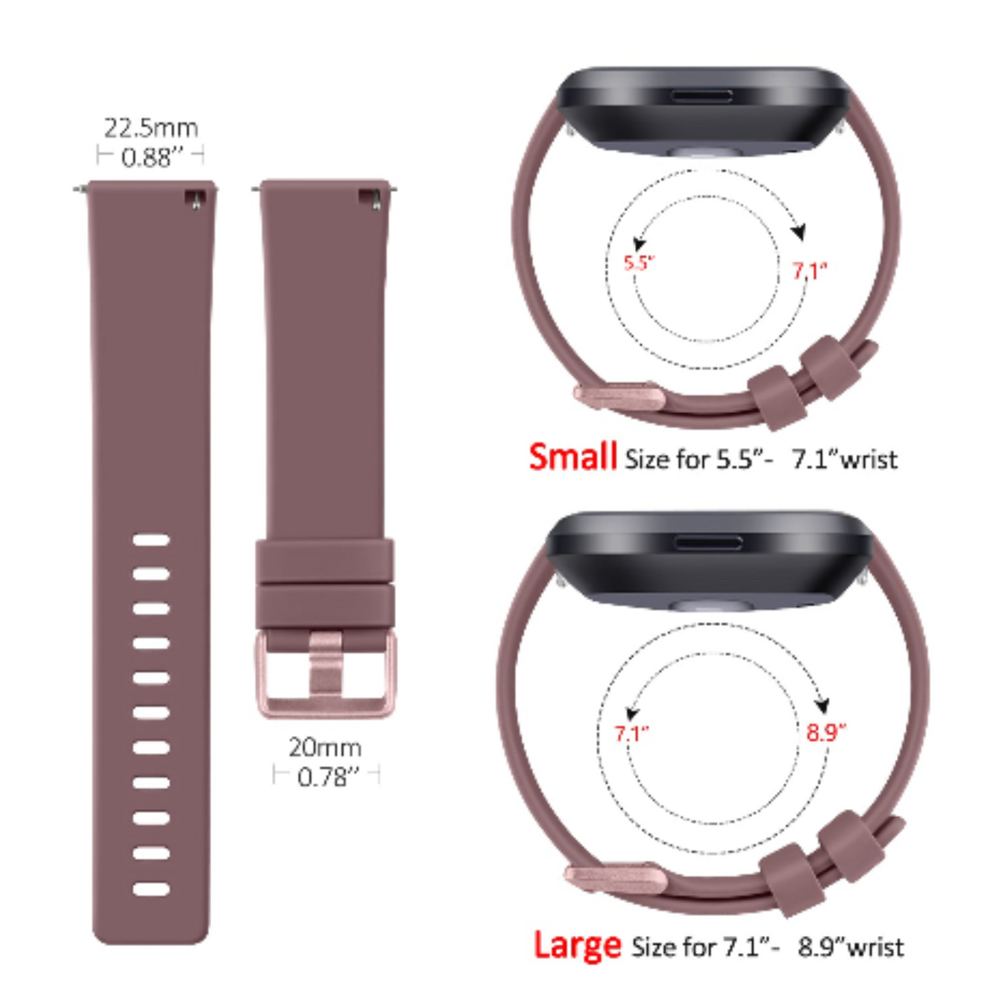 Soft Silicone Sport Band for the Fitbit Versa 1 (available in 26 colours)