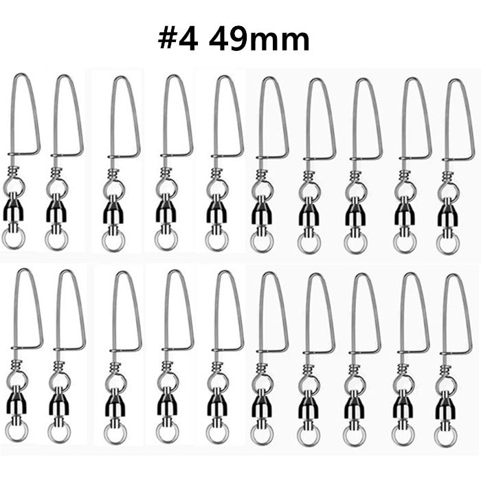 #4 20PCS Ball Bearing Fishing Swivels Snap Coastlock Fishing Line Connector - salelink.co.nz